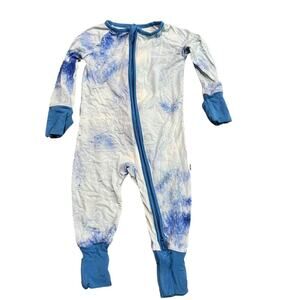 Little Sleepies Blue Watercolors Zippie Colorful 0-3 Months